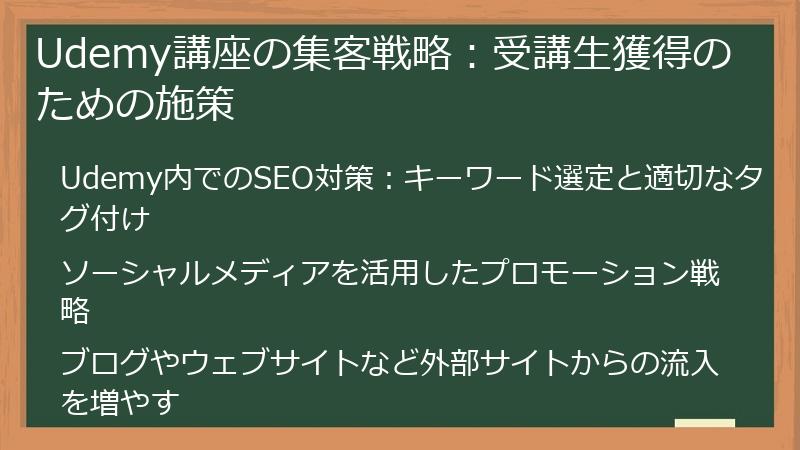 Udemy講座の集客戦略：受講生獲得のための施策