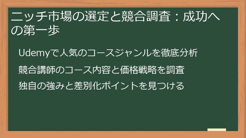 ニッチ市場の選定と競合調査：成功への第一歩