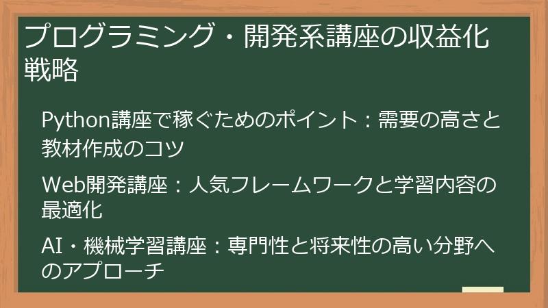 プログラミング・開発系講座の収益化戦略