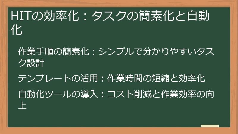 HITの効率化：タスクの簡素化と自動化