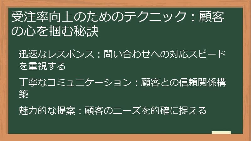 受注率向上のためのテクニック：顧客の心を掴む秘訣