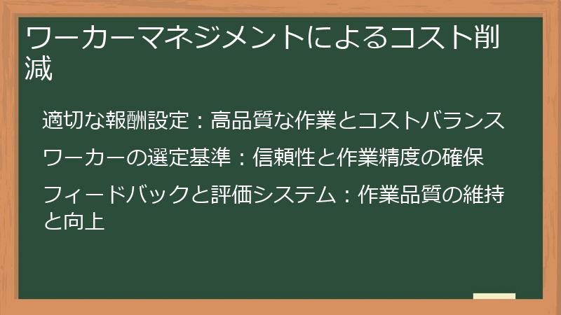 ワーカーマネジメントによるコスト削減