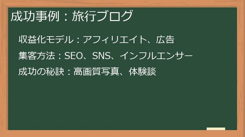 成功事例：旅行ブログ