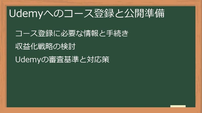 Udemyへのコース登録と公開準備