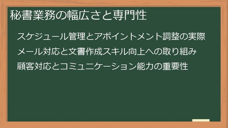 秘書業務の幅広さと専門性