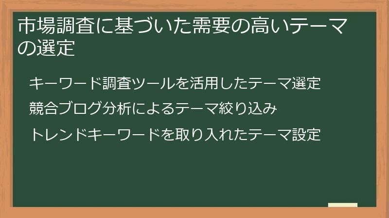 市場調査に基づいた需要の高いテーマの選定