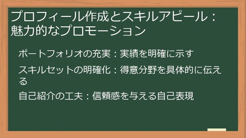 プロフィール作成とスキルアピール:魅力的なプロモーション