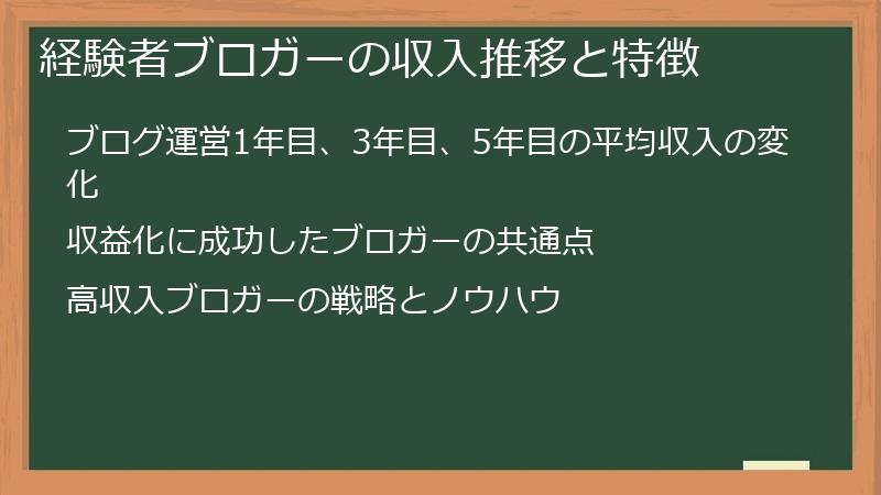 経験者ブロガーの収入推移と特徴