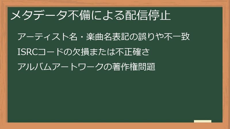 メタデータ不備による配信停止