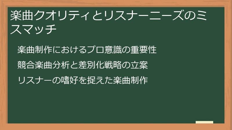 楽曲クオリティとリスナーニーズのミスマッチ