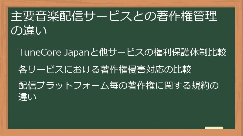 主要音楽配信サービスとの著作権管理の違い