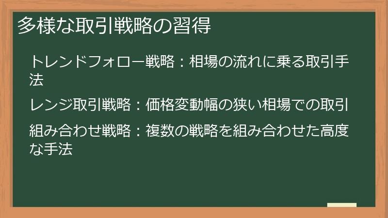 多様な取引戦略の習得