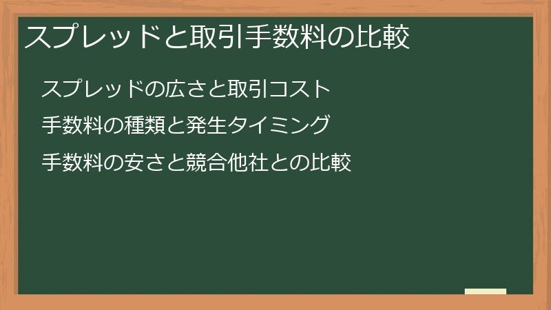 スプレッドと取引手数料の比較