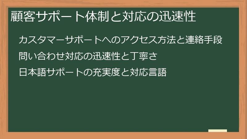 顧客サポート体制と対応の迅速性