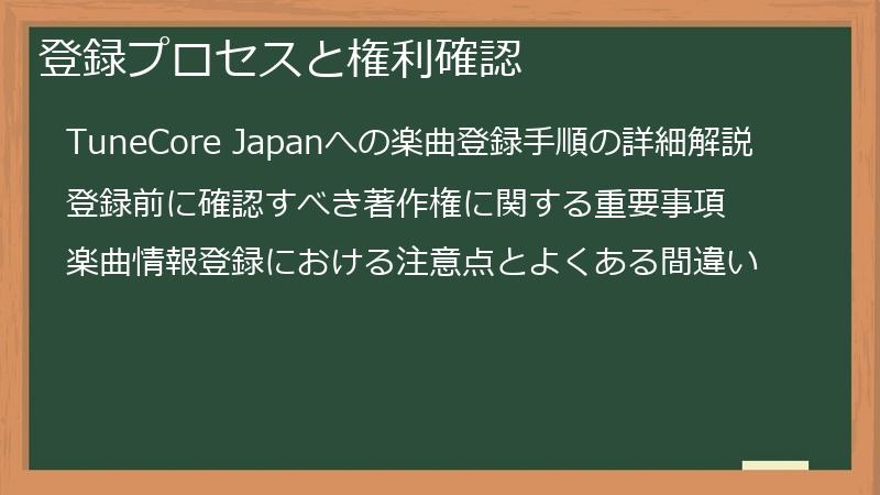 登録プロセスと権利確認