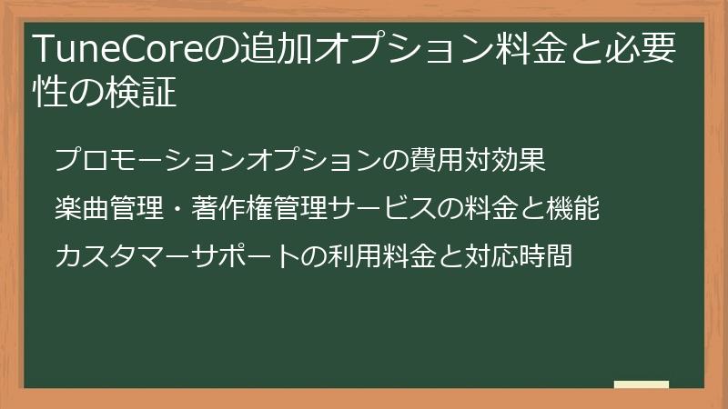 TuneCoreの追加オプション料金と必要性の検証