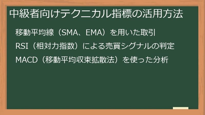 中級者向けテクニカル指標の活用方法