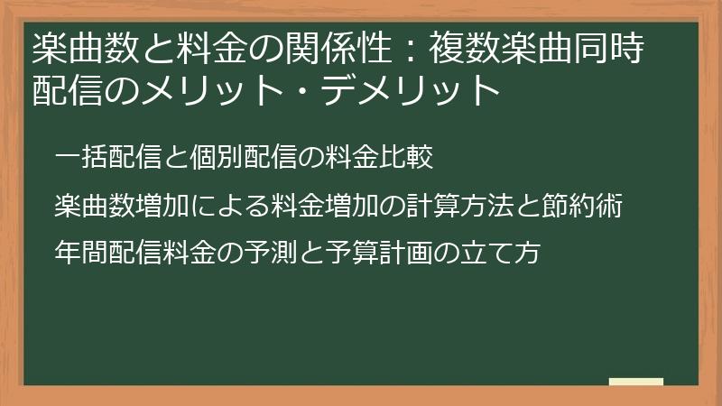 楽曲数と料金の関係性：複数楽曲同時配信のメリット・デメリット