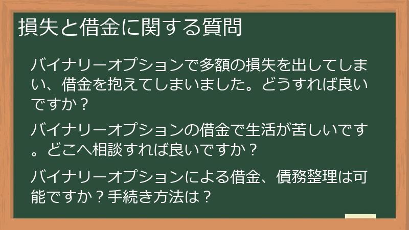 損失と借金に関する質問