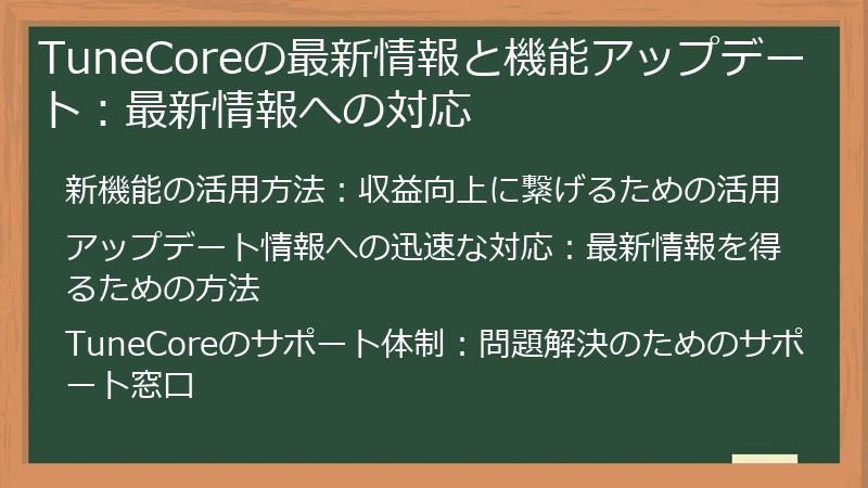 TuneCoreの最新情報と機能アップデート：最新情報への対応