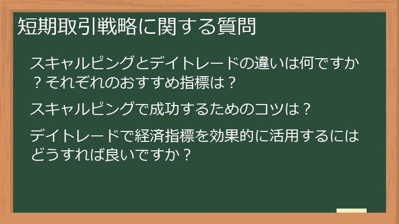短期取引戦略に関する質問