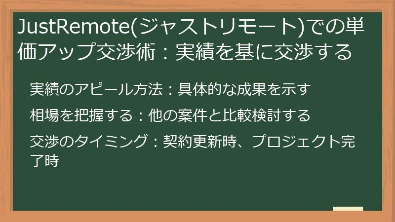 JustRemote(ジャストリモート)での単価アップ交渉術：実績を基に交渉する