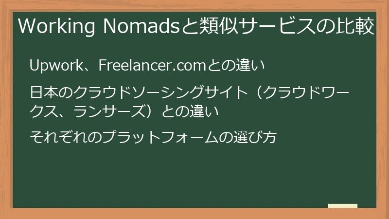 Working Nomadsと類似サービスの比較